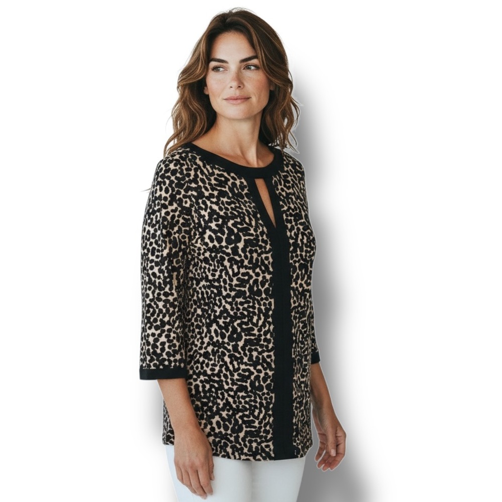 J. HOWARD Women’s Animal Print Stretch Back Zipper Tunic, size 16